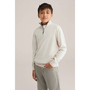 WE Fashion - Fijn Gebreide Trui - Ecru - Lange Mouw - Katoen