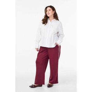 Zizzi wide leg high waist gestreepte broek donkerrood
