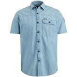 PME Legend regular fit overhemd met logo lichtblauw