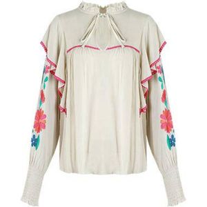 FLURESK gebloemde blousetop Kennedy beige/roze/blauw