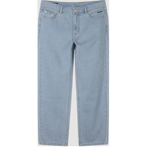 Summum gestreepte cropped slim fit jeans light blue denim/ wit