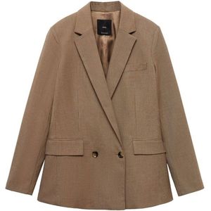 Mango rechtvallende blazer met pied-de-poule donkerbruin