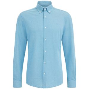 WE Fashion gebreid regular fit overhemd Saro met logo alaskan blue