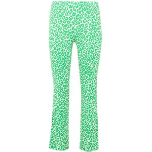 Yoek straight fit broek met dierenprint groen