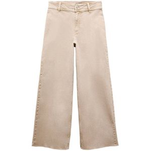 Mango cropped high waist wide leg jeans zand