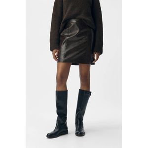 OBJECT imitatieleren korte rok bruin