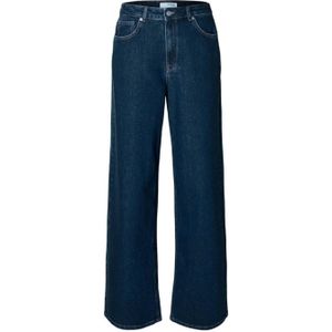 SELECTED FEMME low waist wide leg jeans dark blue denim