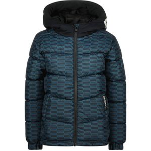 Raizzed gewatteerde winterjas Tinte met all over print donkerblauw/zwart