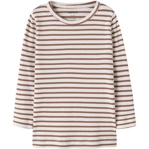NAME IT MINI gestreepte longsleeve bruin/ecru