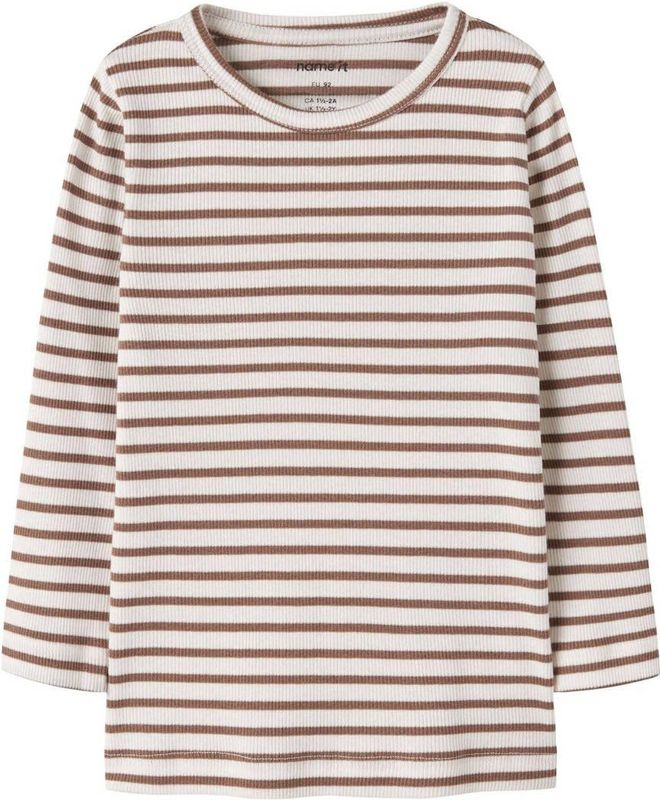NAME IT MINI gestreepte longsleeve bruin/ecru