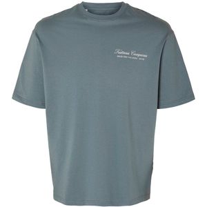 SELECTED HOMME T-shirt SLHLOOSEGIB met backprint stormy weather