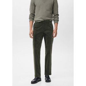 Mango Man corduroy slim casual broek kaki