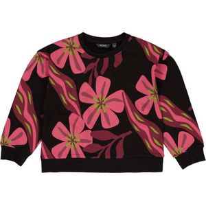 Quapi sweater AMY met all over print zwart/roze/groen