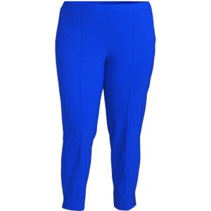Plus Basics cropped straight fit broek van travelstof blauw