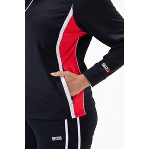 Sjeng Sports Plus Size trainingsjack Feyza donkerblauw/wit/rood