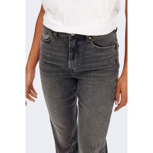 ONLY high waist cropped straight fit jeans ONLEMILY grijs