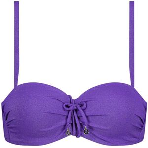 Cyell voorgevormde strapless bandeau bikinitop met lurex paars