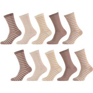 Apollo sokken met strepen - set van 10 beige