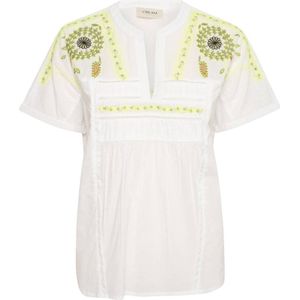 Cream blousetop wit/groen/geel