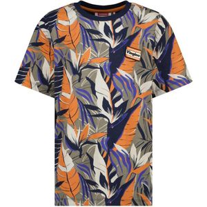 Vingino T-shirt Hor met all over print zand/oranje/paars