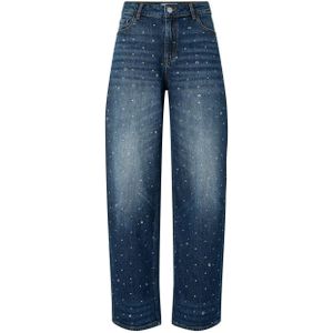 PIECES barrel jeans dark blue denim