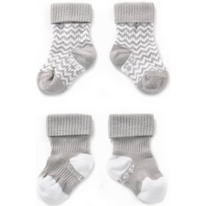 KipKep blijf-sokken 0-12 maanden - set van 2 grijs/wit