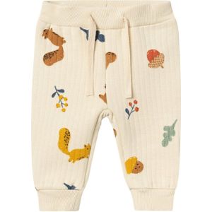 NAME IT BABY baby broek NBNOHAPPY met all over print en textuur ecru/multicolor