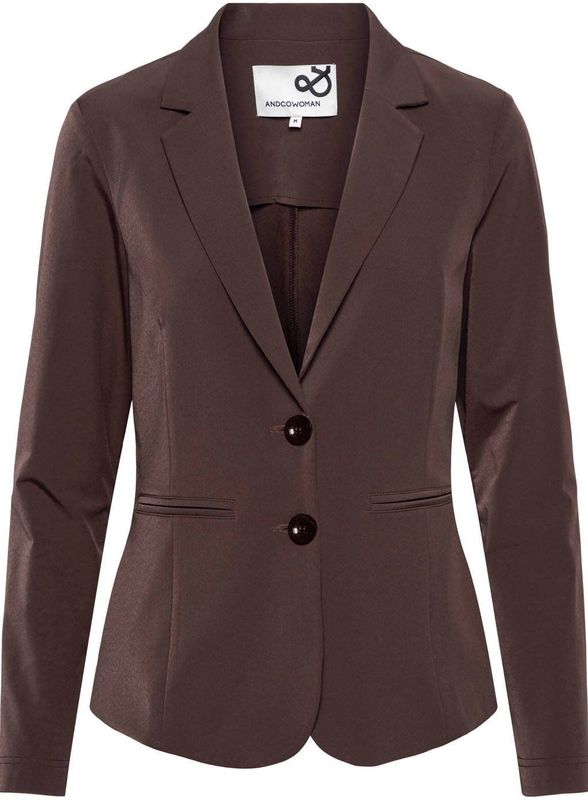 &Co Woman regular blazer donkerbruin