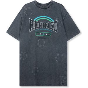 Refined Department t-shirtjurk Bella met printopdruk en strass steentjes grijs