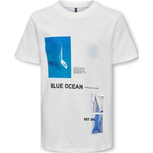 KIDS ONLY BOY T-shirt KOBNILAS met printopdruk wit/blauw