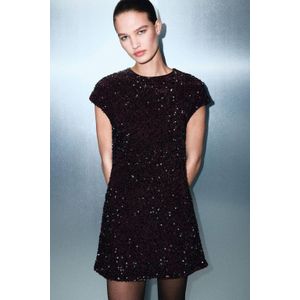 Mango A-lijn jurk met pailletten donkerrood