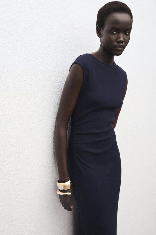 MANGO - BASILEA - Jurk - Navy - 7/8 lengte - Mouwloos