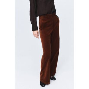 Mango fluwelen high waist flared broek donker oranje