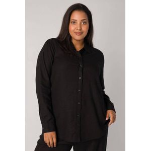 Base Level Curvy blouse met linnen zwart