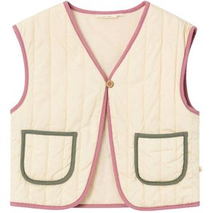 LIL' ATELIER MINI gilet NMFDUNNA met backprint en borduursels ecru/roze/groen