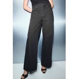 Mango high waist wide leg jeans grey denim met glitter