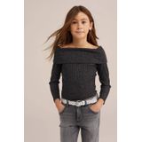 WE Fashion - Off-Shoulder Top - Katoenmix - Lange Mouwen - Glittergaren