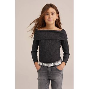 WE Fashion - Off-Shoulder Top - Katoenmix - Lange Mouwen - Glittergaren