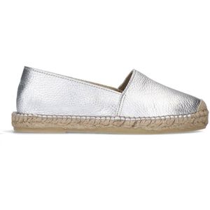 Manfield Leren Espadrilles Zilver