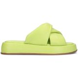 Sacha padded leren slippers limegroen