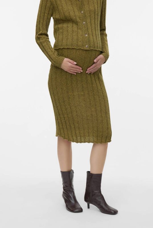 MAMALICIOUS zwangerschaps midi rok gebreid groen