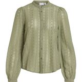 VILA geweven blouse VICHIKKA met kant lichtgroen