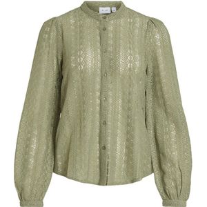 VILA geweven blouse VICHIKKA met kant lichtgroen