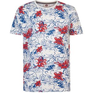 Petrol Industries T-shirt met all over print wit/blauw/rood