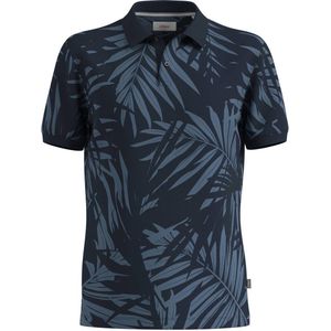 s.Oliver Big Size regular fit polo Plus Size met all over print blauw