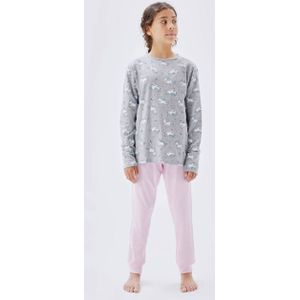 NAME IT KIDS pyjama NKFNIGHTSET met all over print grijs/roze