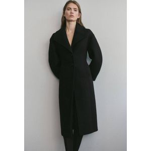 Mango wollen manteljas zwart