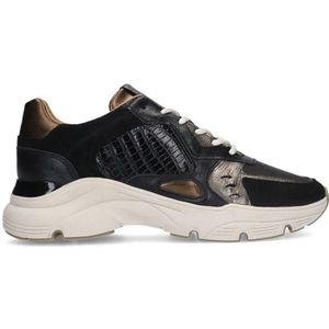 Manfield chunky leren sneakers zwart