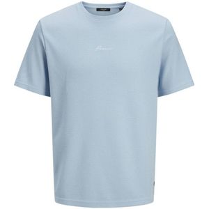 JACK & JONES PREMIUM T-shirt JPRBLAFRANCO met ingebreid patroon lichtblauw