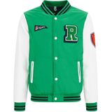 WE Fashion baseball jacket van gerecycled polyester groen/wit